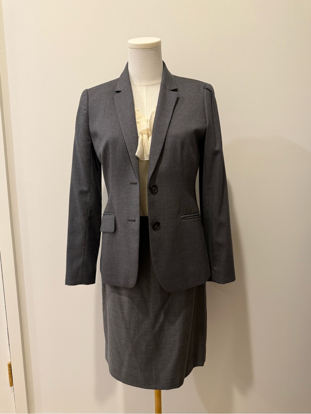 J. Crew Women's Charcoal Gray Two-Button Suit Jacket Blazer